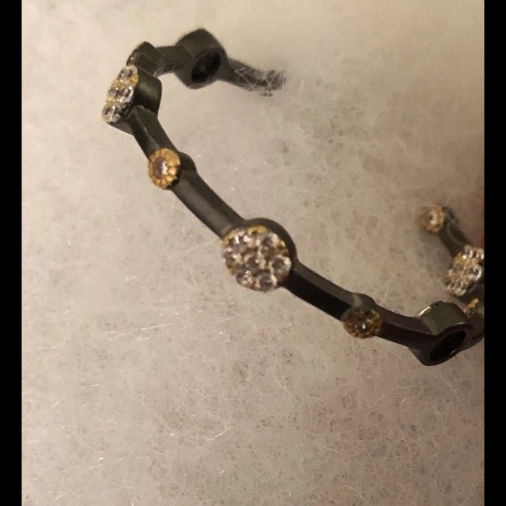 FREIDA ROTHMAN 1.25” Hoop Earrings STARRY NIGHT Gold & Rhodium Over SS NEW $295 - Picture 6 of 16